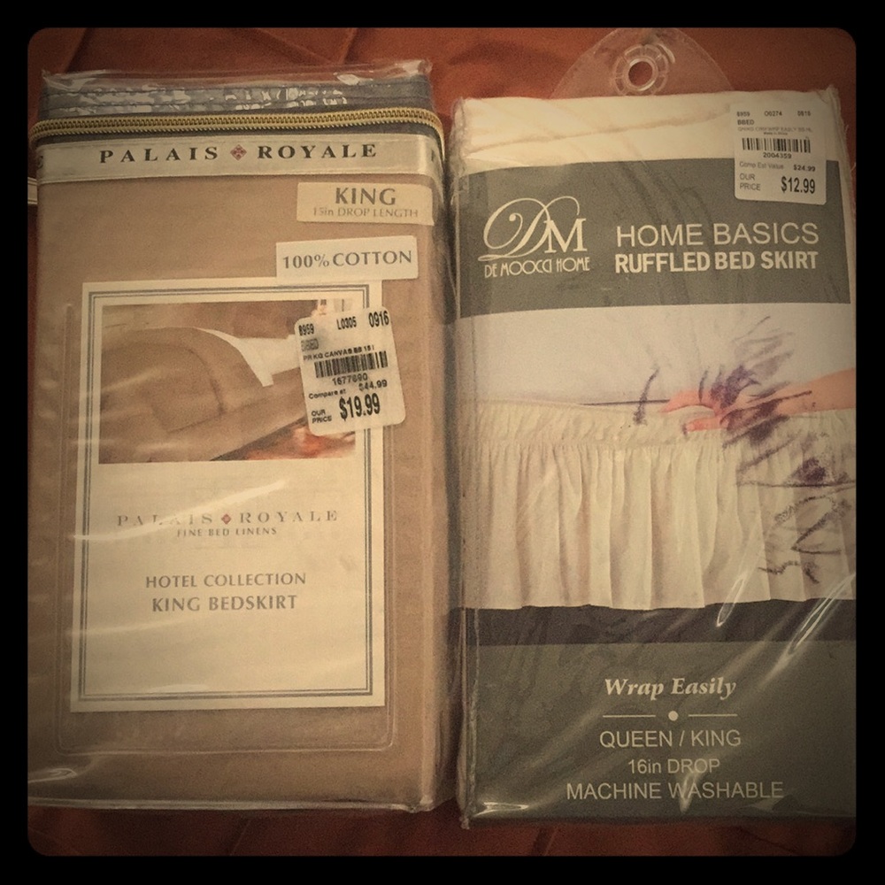 Two King Bedskirts one beige one cream